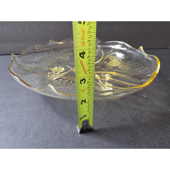 Vintage Lancaster Yellow Depression Glass Serving Cake Plate  Floral Etching - Picture 7 of 7